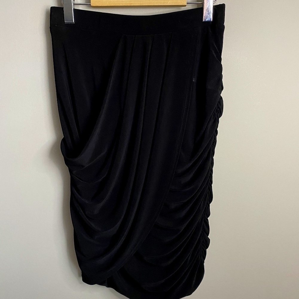 Joseph Ribkoff Women's Layered Ruffle Black Velvet Skirt Size 8